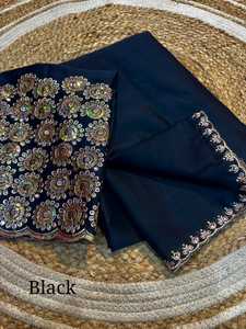 Rangoli saree עם גבול עבודה מרובי רצף עבודה חולצה