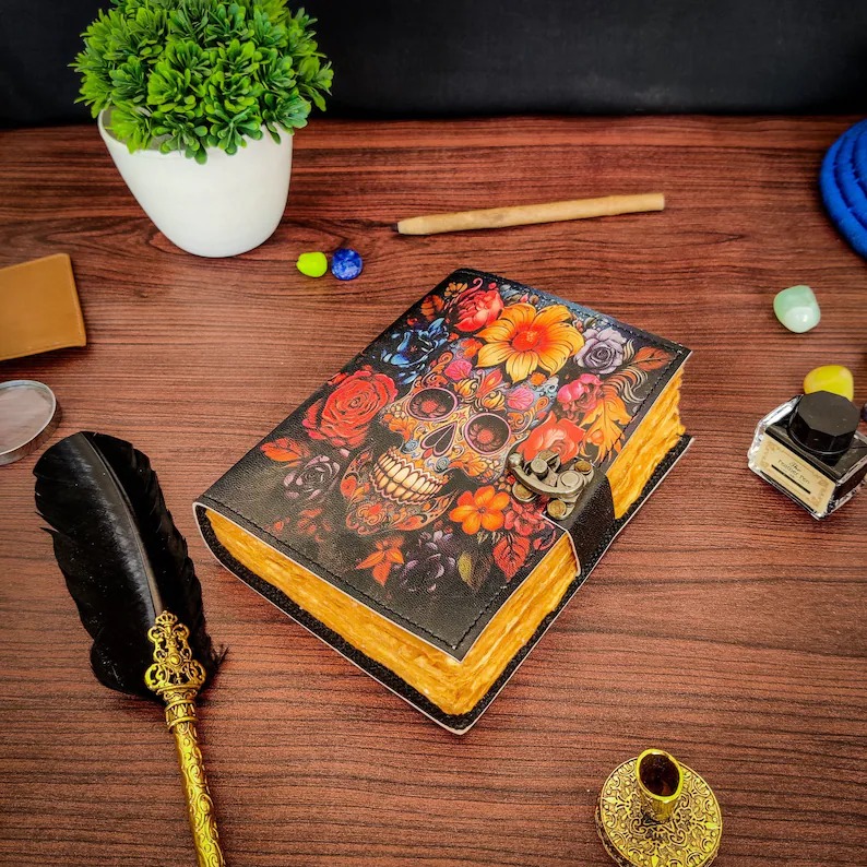 Gölgeler boş büyü kitabı şeker kafatası severler dergisi cadılık Tarot gotik dizüstü antika eski en iyi erkekler için hediye onu - Product Image 2