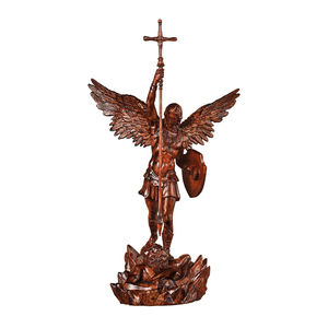 St. <span class=keywords><strong>Michael</strong></span> Archangel bức tượng bằng gỗ, Tay Chạm Khắc người giám hộ thiên thần điêu khắc, tôn giáo gỗ nghệ thuật bức tượng cho trang trí nhà hoặc nhà thờ - Product Image 1