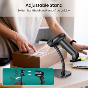 Escáner de código de barras 2D de 2,4 Ghz RF inalámbrico + Bluetooth + lector de código QR USB tipo C de carga de alta calidad con soporte - Product Image 5