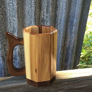 UNIQUE WOOD VIKING DRINKING TUMPER MUG手作り無垢材ハンドルウッドカップコーヒーティー用ミルクキャンプ用クリスマス