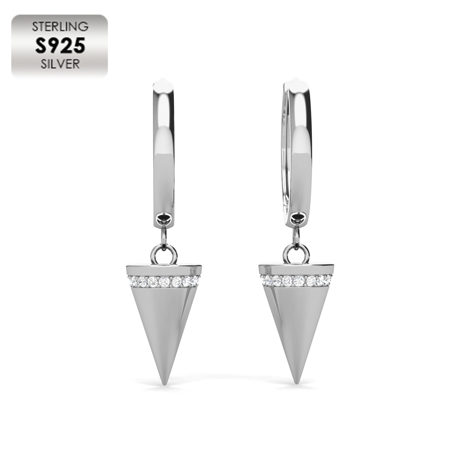 925 Silver 18K White Gold Plated Girls Earrings