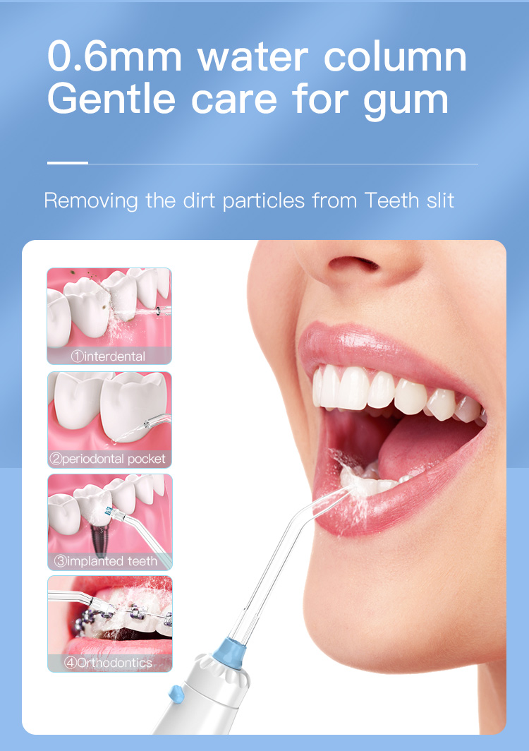 RoHS Mini Water Flosser 600ml Countertop Oral Irrigator With 7 Multifunctional Tip