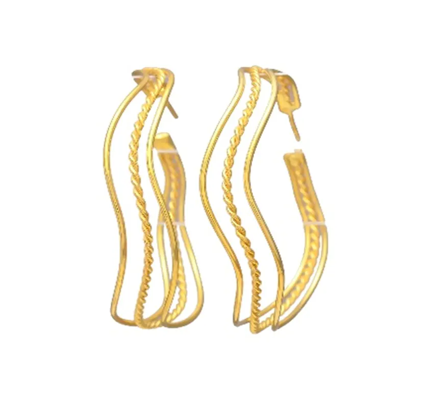 Top Rated Gold Plated Brass Drop Earrings with Intricate Braided Patterns