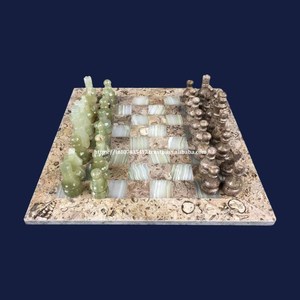 Thủ công màu xanh lá cây đá cẩm thạch Granite bàn cờ trò chơi thiết lập trong nhà đá cờ vua tiền xu trẻ em thiết lập từ lớn nhất xuất khẩu - Product Image 3