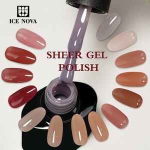 ICE NOVA Sheer <strong>Gel</strong> Polish Milky <strong>Pink</strong> Jelly Hema Free Transparent Semi Transparent Nude Varnish Gentle Suitable Spring and Summer - Product Image 1