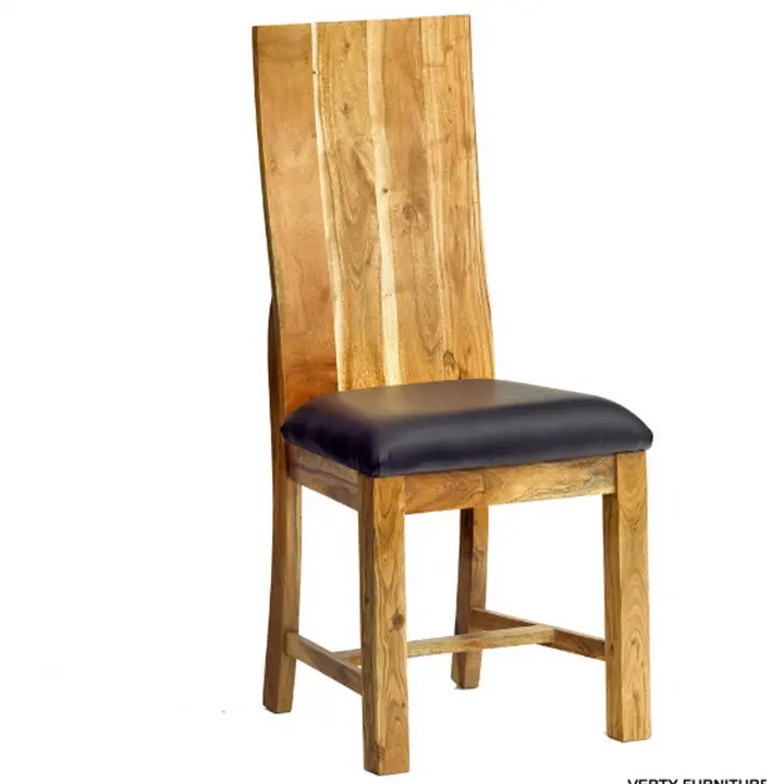 Moderno estilo de lujo muebles de comedor al aire libre multiusos de madera de mango sólido pierna de cuero asiento sillas de comedor para la venta