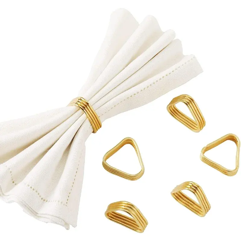 Conjunto de anillos de servilletas triangulares de Metal dorado para decoración de mesa de boda y fiesta, proveedor indio de lujo, gran oferta, Amazon, 6 uds., 2023