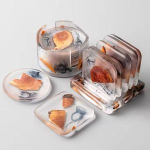 磨かれた自然装飾グリーンアベンチュリン翡翠金メッキ石ホームカップアゲートスライスコースター皿