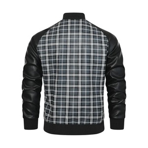 Erkek DERİ CEKETLER ilkbahar ve sonbahar orijinal PU kafes motosiklet uzun ceket yarış ceketi yüksek streetwear erkek giyim