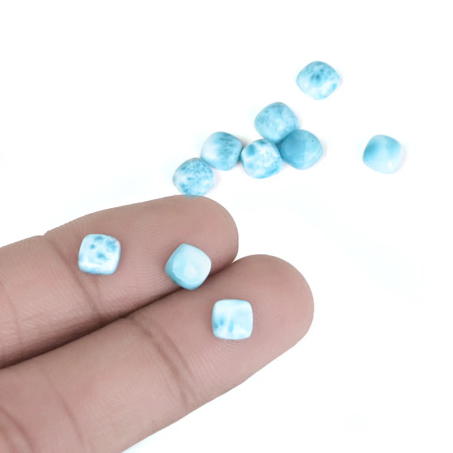 Cabochons de Larimar en vrac de qualité supérieure 3-21 MM forme carrée pierres précieuses calibrées trouver pour la fabrication de bijoux de la République dominicaine