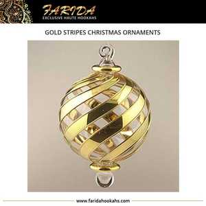 エジプト製クリスマスガラスの木飾りユニークなゴールドストライプ置物 & おもちゃ