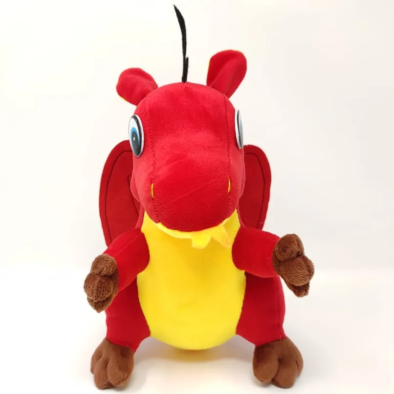 EN-71 OEM ODM düşük adedi özel Logo peluş ejderha doldurulmuş hayvan özel yumuşak oyuncaklar pamuk özelleştirilmiş kırmızı renk promosyon oyuncak