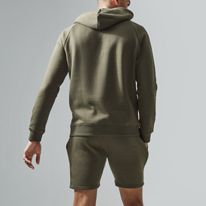 100% pamuklu jarse Slim Fit tam kollu ekip boyun temel güvenlik poli Hoodie Hoodie ve şort takımı - Product Image 6
