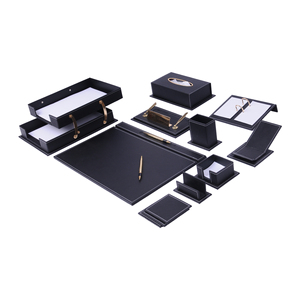 Vega 14件套办公桌办公收纳器，带文档托盘鼠标垫和办公桌垫垫配件，适用于家庭或办公室