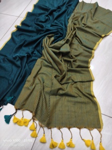 Bluz parça CHOLI ile özel şerit MAL pamuk SAREE uzunluğu 6.6 METRE - Product Image 4