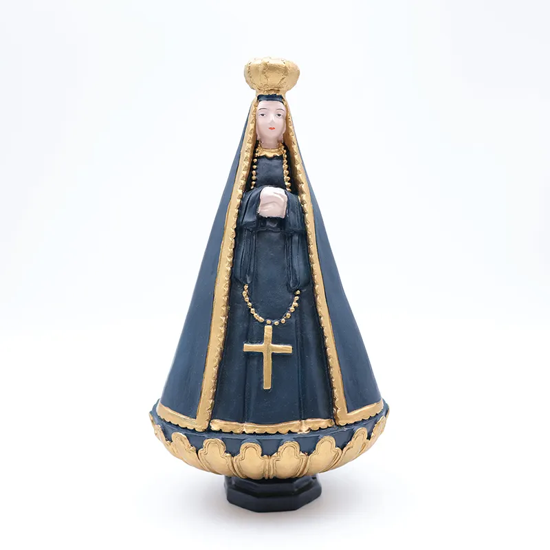 Décoration d'intérieur OEM statue de figure religieuse miniaturisée en 3d résine personnalisée artisanat bleu foncé catholicisme vierge marie figurine