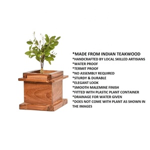 <strong>Teak</strong> Wood Handmade Tulsi Vrindavan <strong>Planter</strong> with Pot for Indoor &amp; Outdoor Balcony - Product Image 2