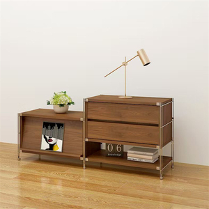 Tối giản Modular lưu trữ Kệ tủ kim loại gỗ sideboard Bàn Cạnh Giường ngủ với ngăn kéo - Product Image 6