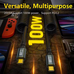 Type-<strong>C</strong> to <strong>C</strong> Spring Coiled Cable Support 20Gbps Data Transfer 8K@60Hz Display USB <strong>C</strong> 100W Fast Charging Cord for Car Mobile Phone - Product Image 5