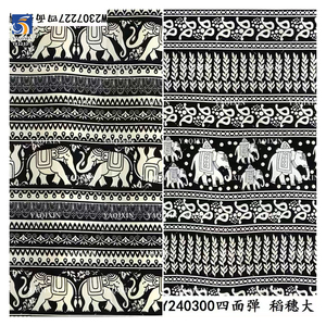 YX1233-1 Tùy Chỉnh 100D Voan 4 Cách Căng <span class=keywords><strong>Polyester</strong></span> In Vải Phi Tribal Totem Động Vật Voi Mô Hình In Vải - Product Image 2