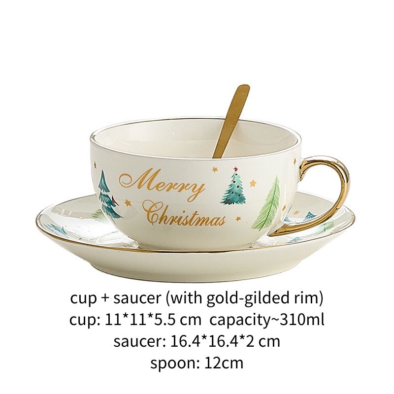 Cup ~ 310ml +Saucer (with gold-gilded rim)