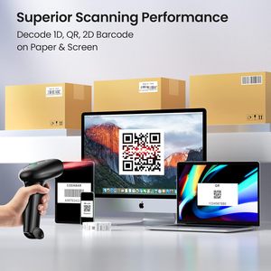 Escáner de código de barras 2D de 2,4 Ghz RF inalámbrico + Bluetooth + lector de código QR USB tipo C de carga de alta calidad con soporte - Product Image 3