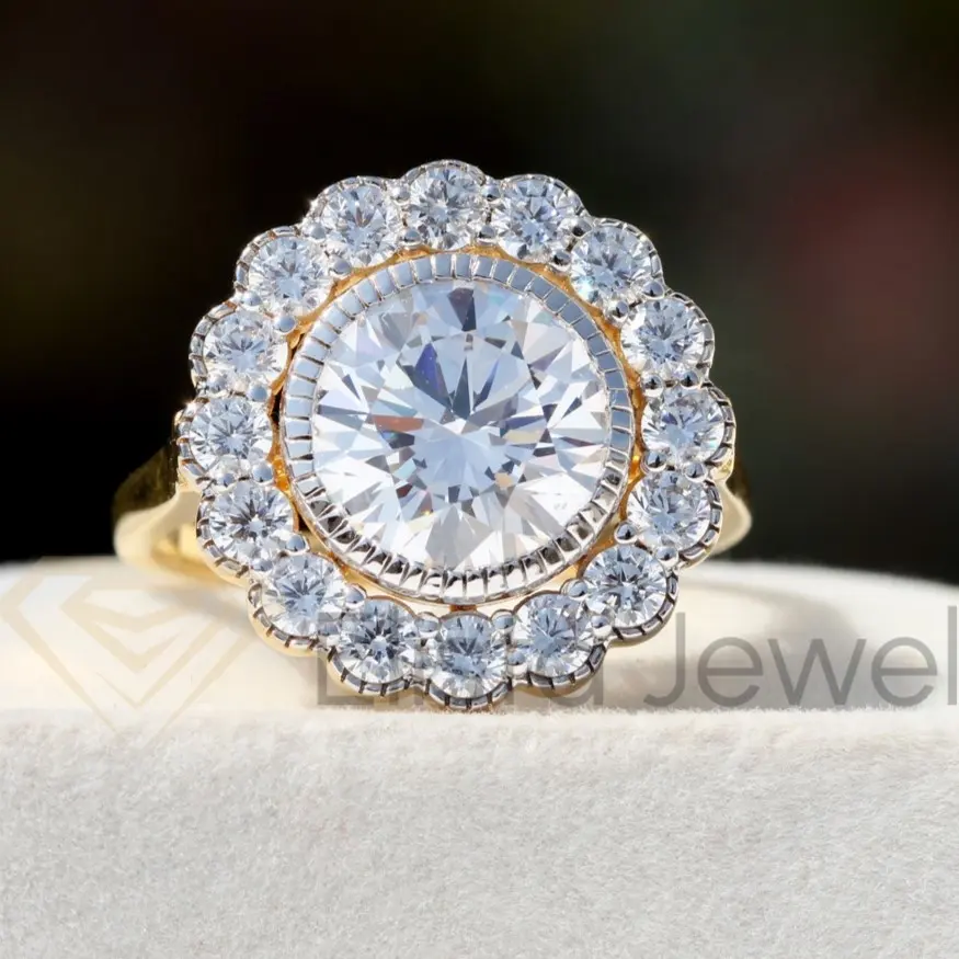 Anillo de oro amarillo sólido de alta calidad, anillo de bodas de diamante cultivado en laboratorio de 18 quilates, joyería fina, anillo de diamante de laboratorio