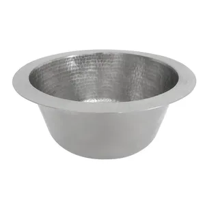 最新设计银成品高级铜厨房双碗水槽铜农家双碗水槽手工碗水槽