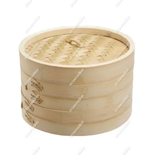 2 livelli piccolo legno Dim Sum cibo gnocco supporto cremagliera cestello Mini forma rotonda di bambù a vapore con coperchio