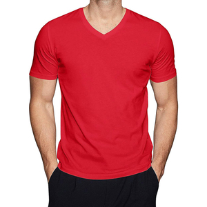 定制标志高品质快干<span class=keywords><strong>v</strong></span>领t恤男士白色皮马棉空白印花t恤
