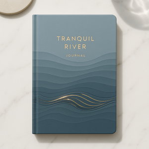 สมุดบันทึกปกแข็ง LABON Tranquil River Journal รุ่นพรีเมียม สีน้ำเงิน ลายคลื่นนูน ปั๊มฟอยล์ทอง สำหรับเขียนบันทึกการวางแผน การดูแลตนเอง - Product Image 1