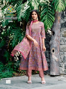 新作コットンプリント刺繍作品Anarkaliレディースインド & パキスタン服デザインKurtisパンツ & プリントDupatta - Product Image 2