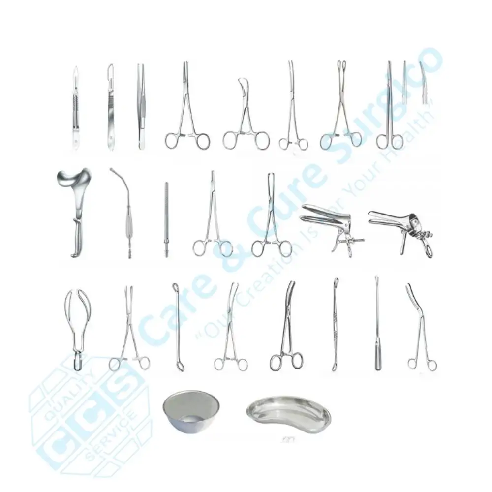 Kaliteli cerrahi alet seti 24 Normal teslimat seti jinekoloji fizyolojisi diseksiyon temel cerrahi seti