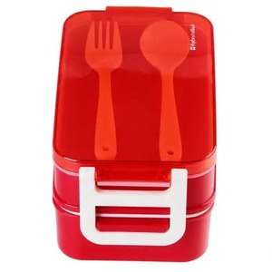 調理器具で電子レンジで利用可能なプラスチック製の食品容器2つの積み重ね可能な層モダンなプラスチック製の弁当弁当箱 - Product Image 3