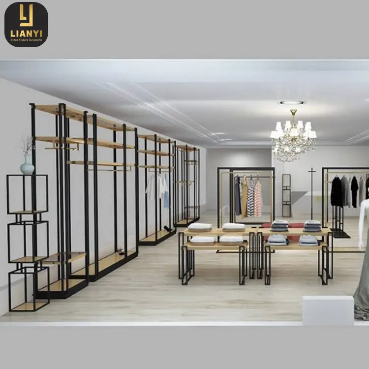Retail Shop Interior Design Ideas Wall Mounted Display Racks para loja de roupas