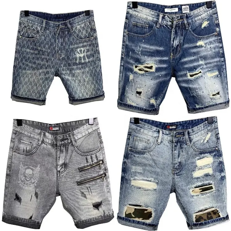 جينز عالي الجودة رجالي قصير جينز صيفي مطاطي بنطال جينز أولاد شورت جينز ضوء قماش غير منسوج رسمي