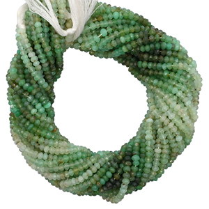 Chrysoprase 3 ila 4 MM Rondelle şekilli değerli taş May boncuk Strand takı yapmak için mayıs ve haziran Birthstone ve zodyak işareti - Product Image 2