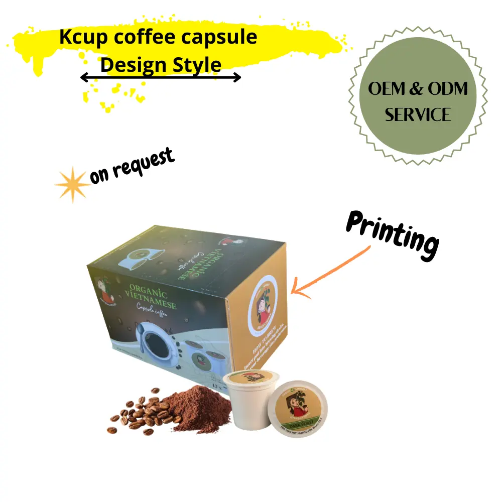 Café OEM Keurig Premium Kcup Arabica Vietnam Hiva's coffee Marque Torréfaction foncée Intensément parfumé 12 dosettes x 12gr Café pur