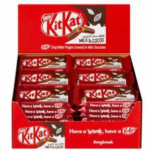 KitKat 150克包6块富含巧克力的薄饼900克盒装糖果饼干果酱坚果球杯图案糊状固体形式