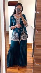 Indian &amp; Pakistan Clothing Gharara Designs <strong>Punjabi</strong> Girl Sexy Beautiful Salwar Suit Neck Designs Sarara Woman Dress Wholesale