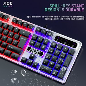 AOC KM100 RGB Wired Gaming <strong>Keyboard</strong> &amp; 800DPI 6 Button Mouse Set Ergonomic Waterproof <strong>Keyboard</strong> Color Backlight for <strong>Computer</strong> PC - Product Image 5