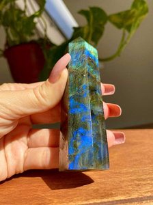 Labradorite หอคอยคริสตัลสีฟ้าฉูดฉาด,ไม้กายสิทธิ์ขนาดใหญ่สำหรับบำบัดหรือตกแต่ง - Product Image 3