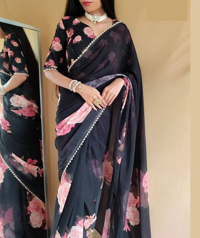 Новейшая модель, тяжелая вышивка, работа, дхоти сари с соответствующей вышивкой, рабочая блузка для женщин с индийскими сари хорошего качества