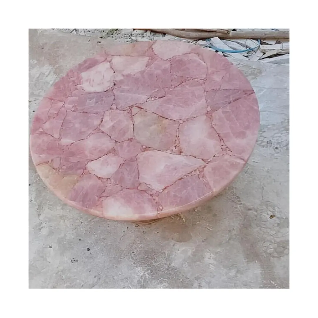 Rạng rỡ Rose Quartz Bàn cà phê đồ nội thất sang trọng trung tâm Countertop hội nghị họp bàn nhà decors (chỉ bảng Top)