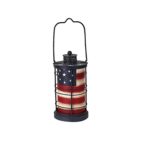 American flag design Outdoor Night Light lanterna da campeggio portatile lanterna da pavimento Mid modern Camping Light Flame Light Lantern