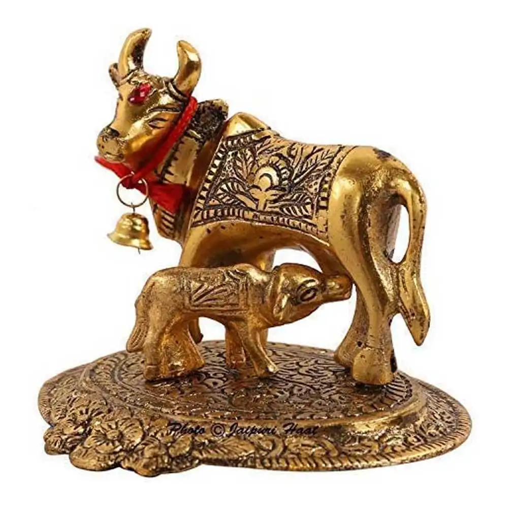 पीतल की सजावटी वस्तुएं भारत काम्धेनु गाय बछड़े के सजावटी पीतल वस्तु निर्माता के साथ जयपुर में सर्वश्रेष्ठ थोक मूल्य