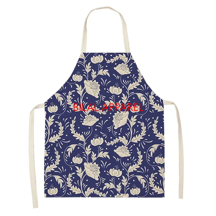 Top Quality Custom Impresso Chef Cozinha Fazendo Churrasco Máquina Lavável Desenho 2 Pocket Unisex Sublimation Avental para o chef