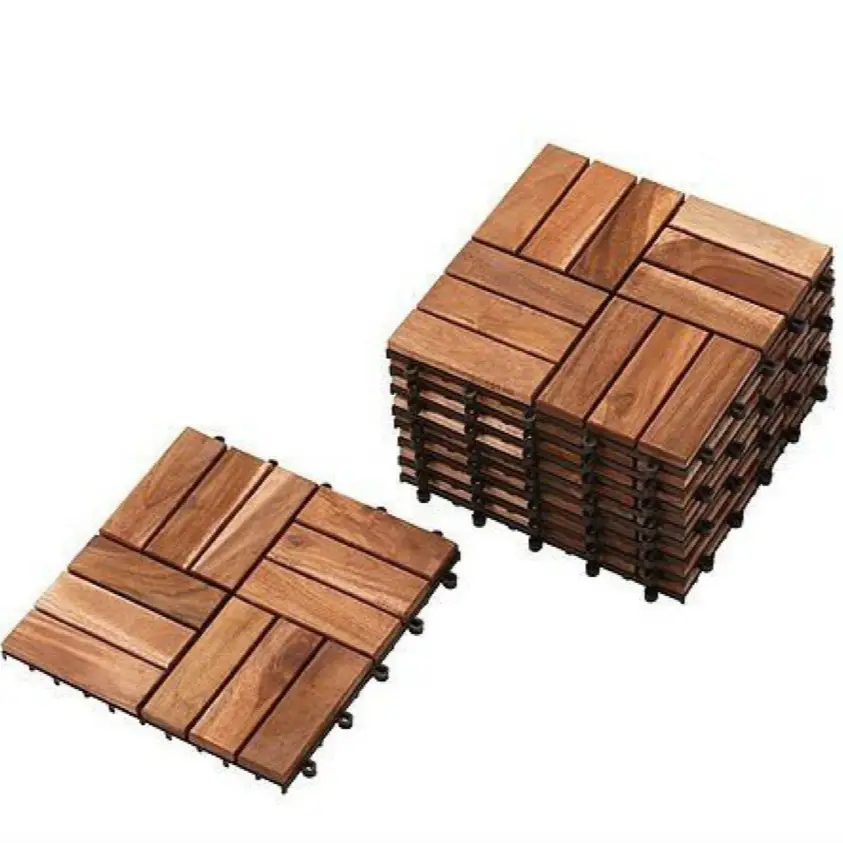 Wholesale Acacia Wood Decking Tiles 12 Slats Square for Indoor and Outdoor Parquet Flooring Decor Garden Patio in Vietnam