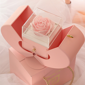 永遠のローズ & アップル形のボックスバレンタインデーギフトエレガントな花ジュエリーボックス指輪ネックレス結婚式